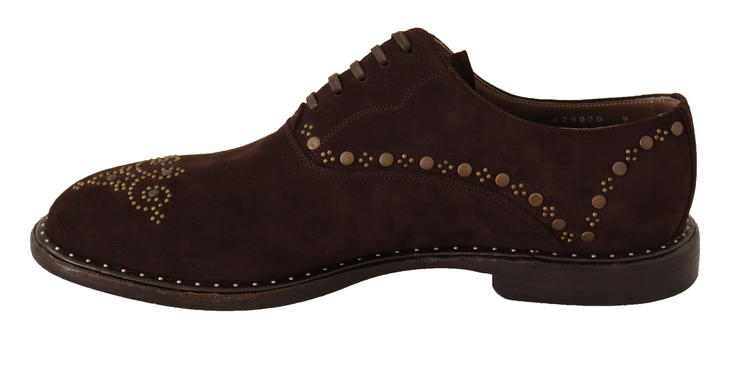 1542803.jpg Elegant Brown Suede Studded Derby Shoes - Image 2
