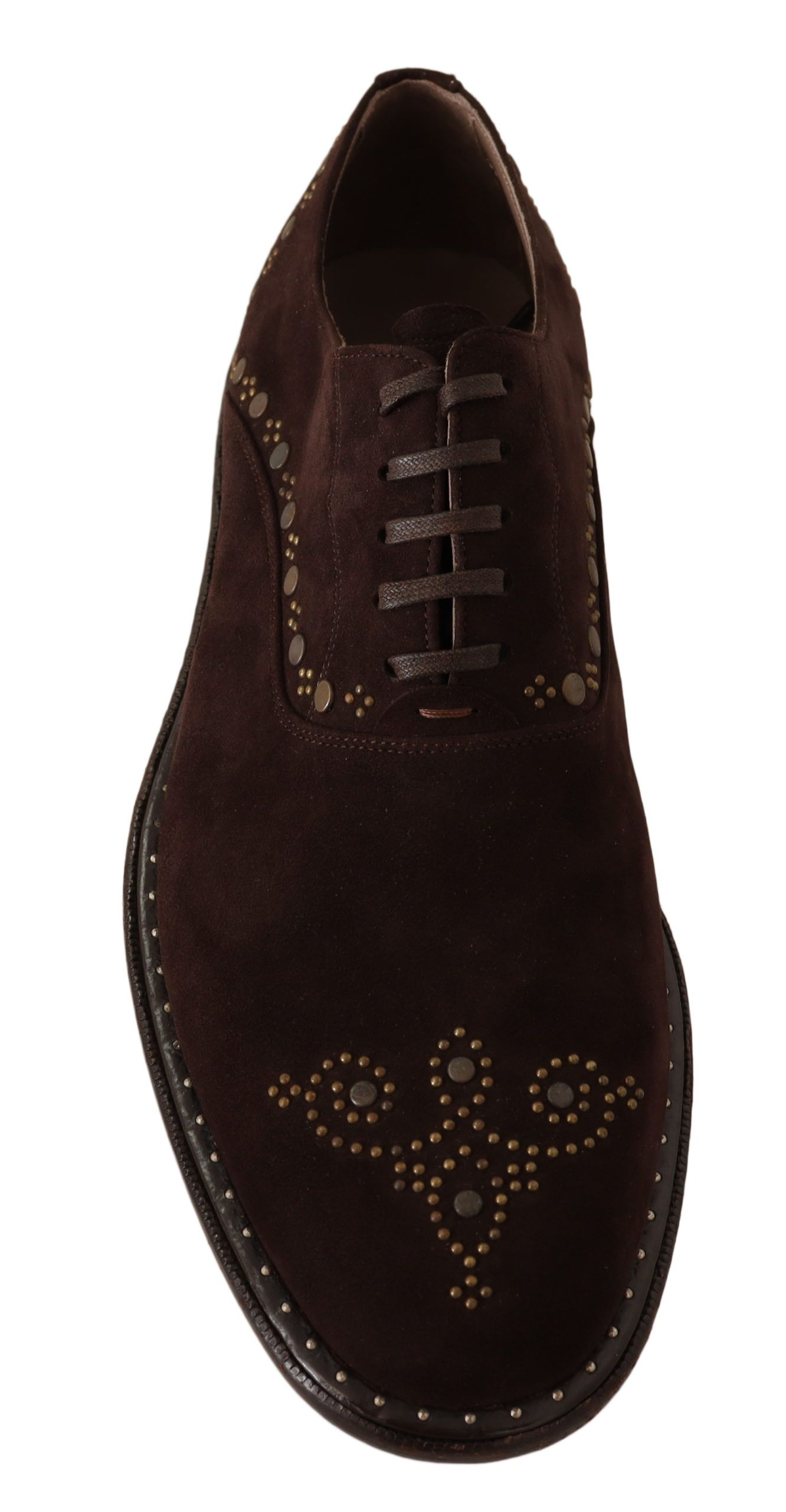 1542805.jpg Elegant Brown Suede Studded Derby Shoes - Image 4