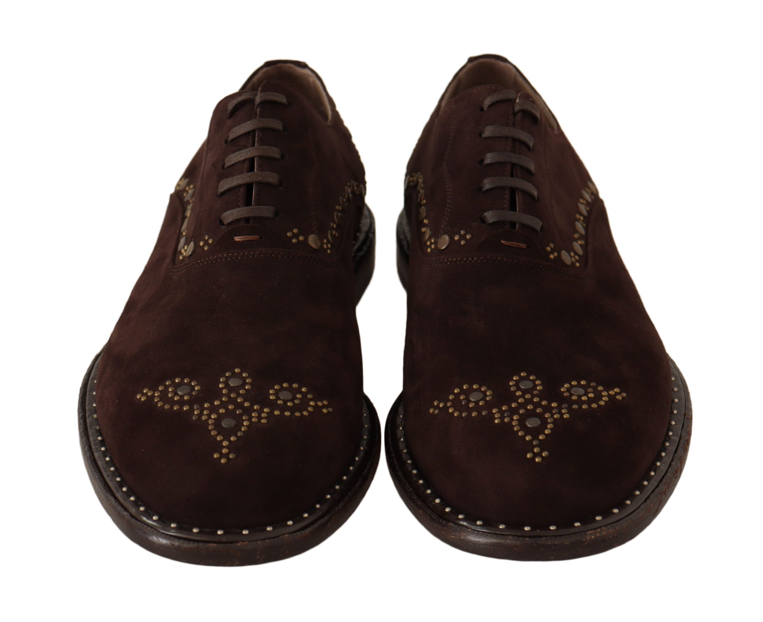 1542806.jpg Elegant Brown Suede Studded Derby Shoes - Image 5