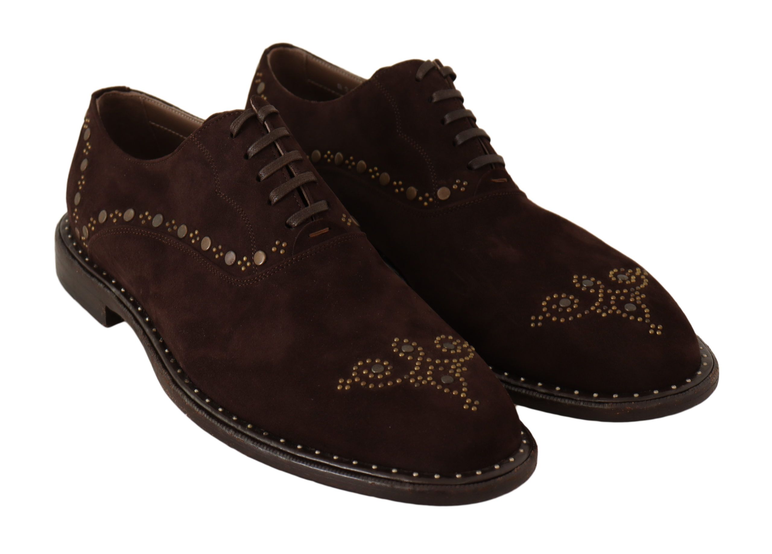 1542807.jpg Elegant Brown Suede Studded Derby Shoes - Image 6
