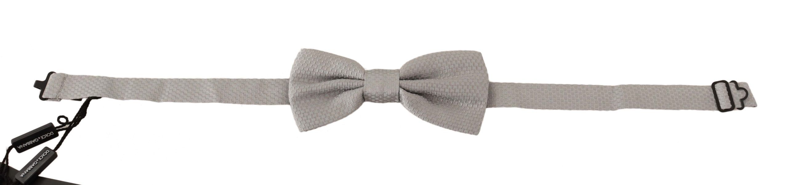 1543404.jpg Elegant Silver Silk Bow Tie - Image 2