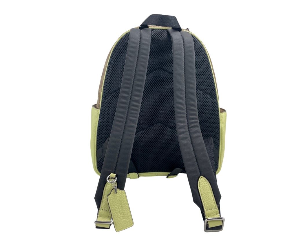 1556420.jpg (5671) Court Signature Leather Khaki/Pale Lime Medium Backpack Bookbag Bag - Image 2