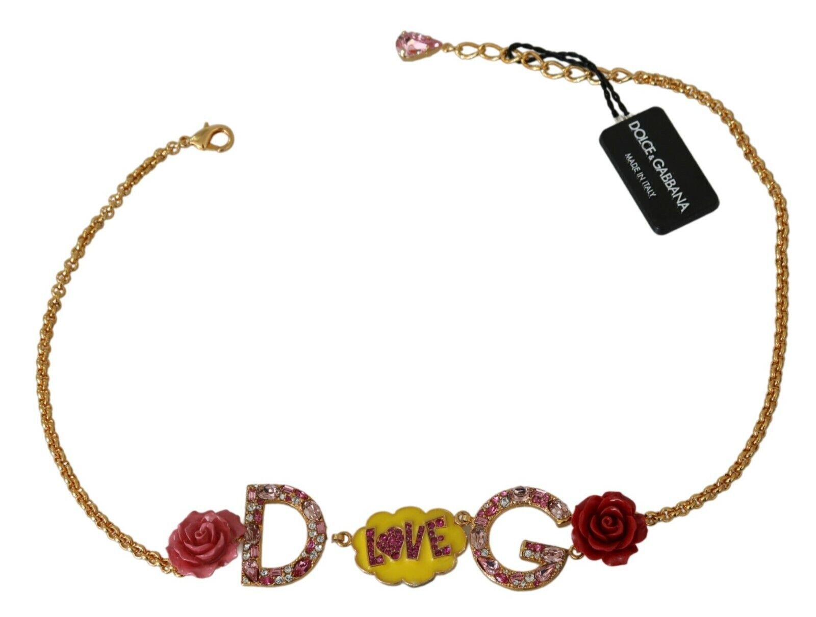 1568278.jpg Gold Crystal Charm Statement Necklace - Image 4