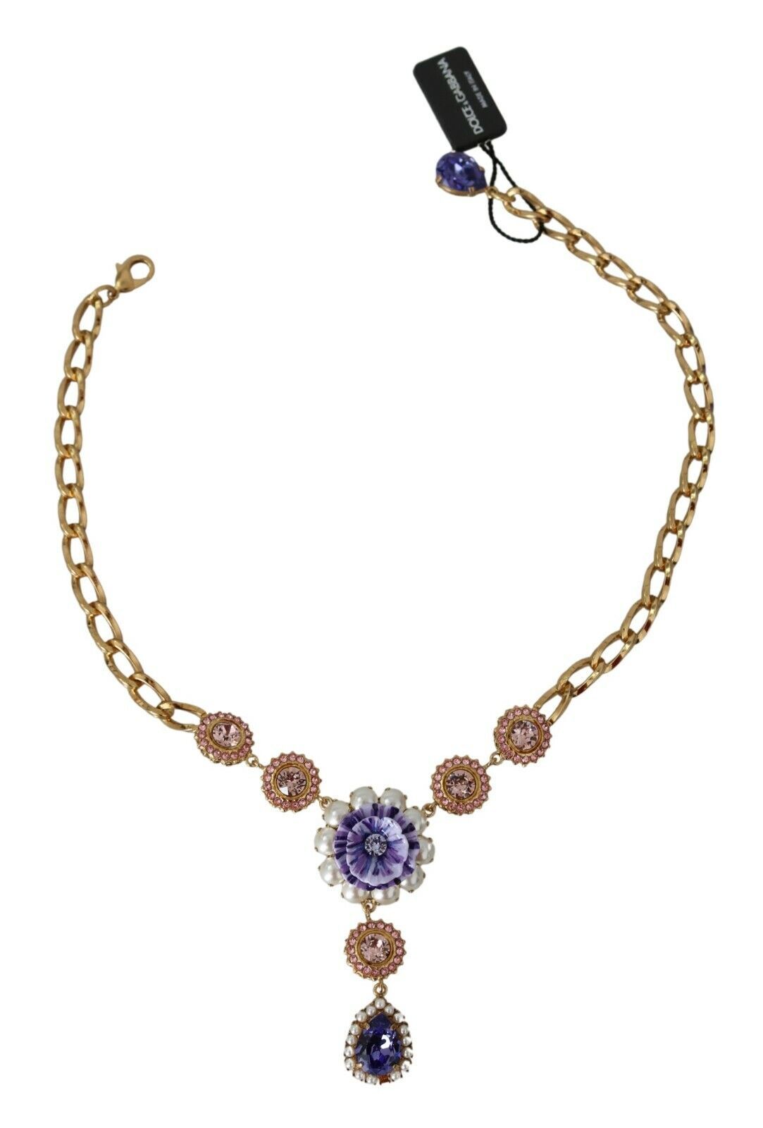 1568281.jpg Elegant Gold Crystal Floral Charm Necklace - Image 2