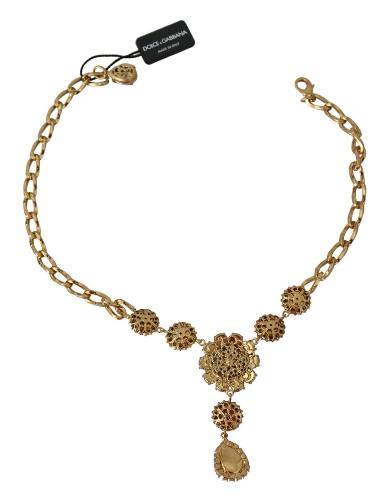 1568285.jpg Elegant Gold Crystal Floral Charm Necklace - Image 5