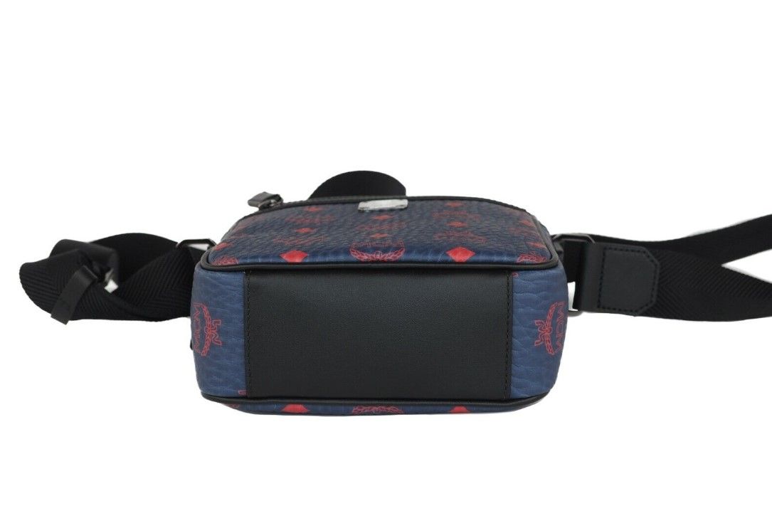 1572839.jpg Mini Men's Pebbled Leather Visetos Diamond Logo Deep Blue Sea Crossbody Bag - Image 3