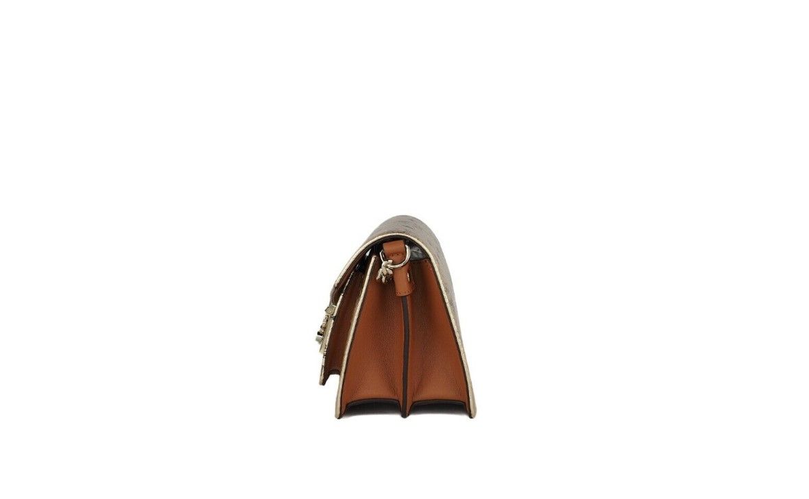 1572853.jpg Signature Berlin Gold Diamond Logo Leather Mini Flap Lock Crossbody Handbag - Image 4