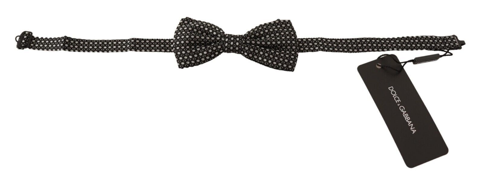 1579762.jpg Elegant Silk Black Bow Tie with Metal Clasp Detail - Image 2