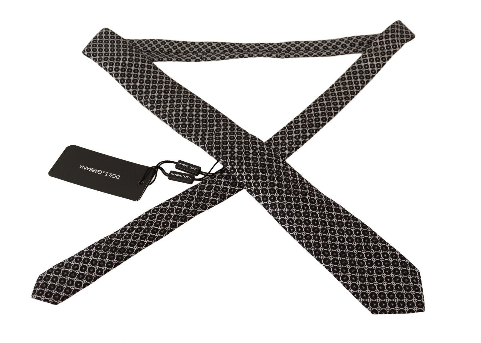 1579828.jpg Elegant Patterned Black Silk Tie - Image 3