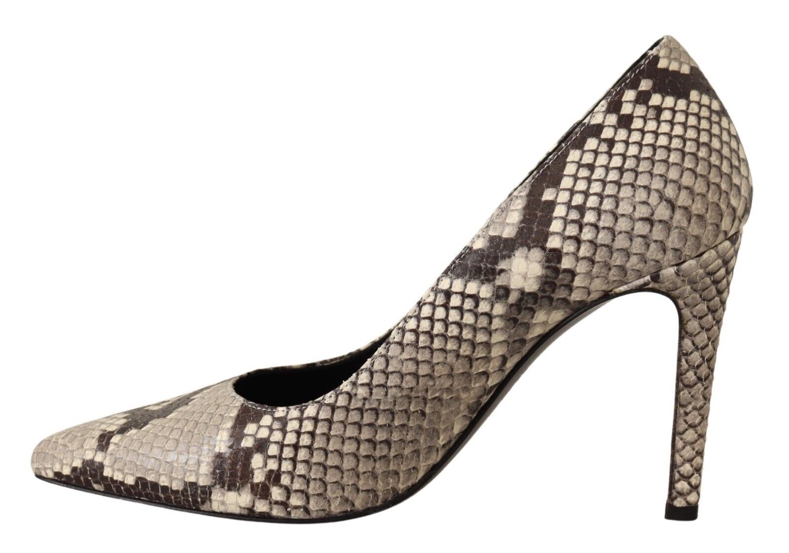1583451.jpg Chic Gray Snake Print Leather Heels - Image 2