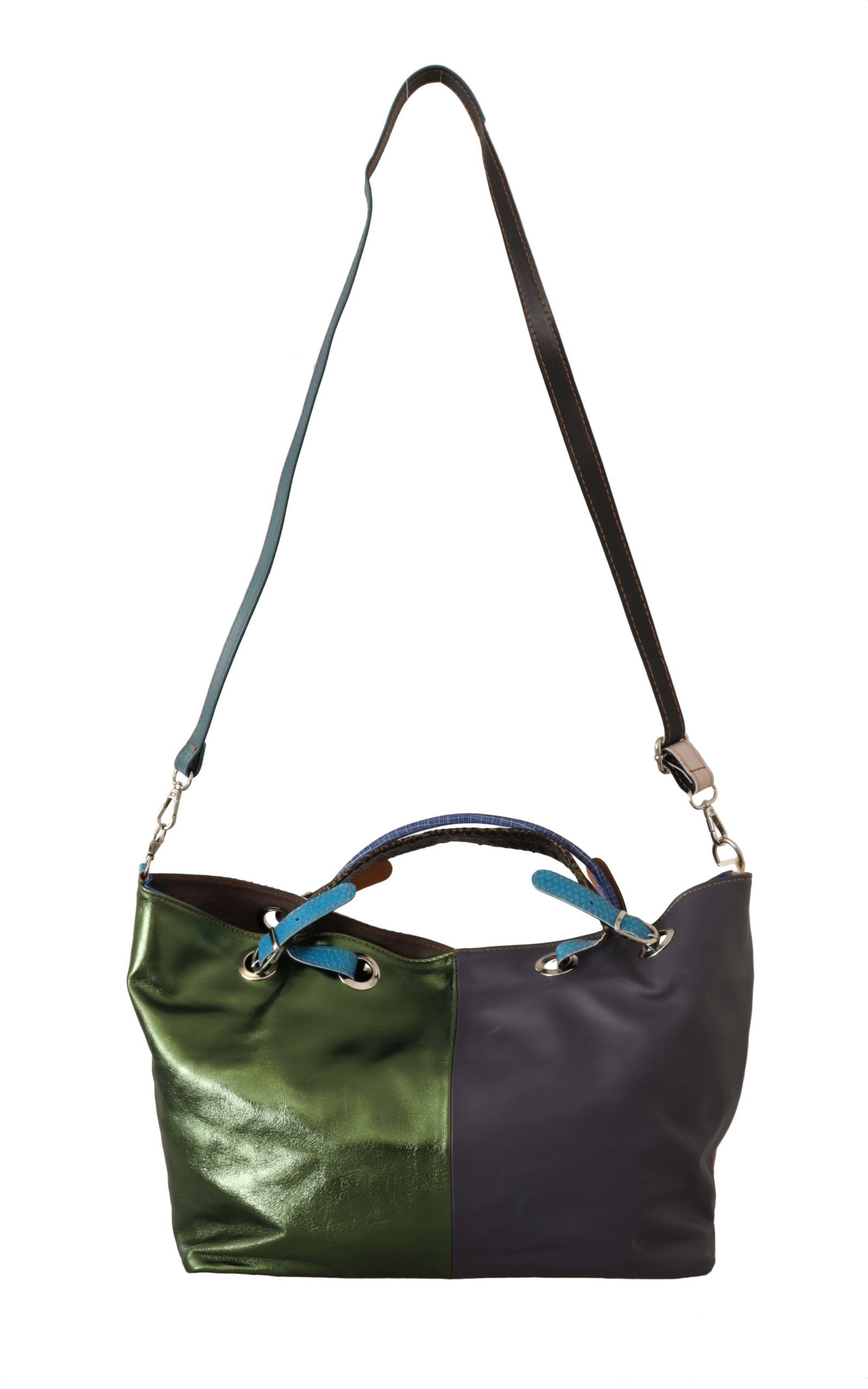 1585721.jpg Multicolor Leather Shoulder Tote Bag - Image 5