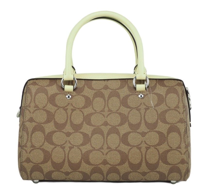 1586225.jpg Rowan Khaki Pale Lime Signature Medium Satchel Crossbody Handbag - Image 4