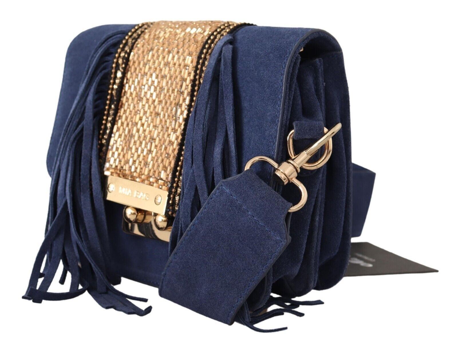 1588914.jpg Chic Suede Shoulder Handbag with Gold Applique - Image 3