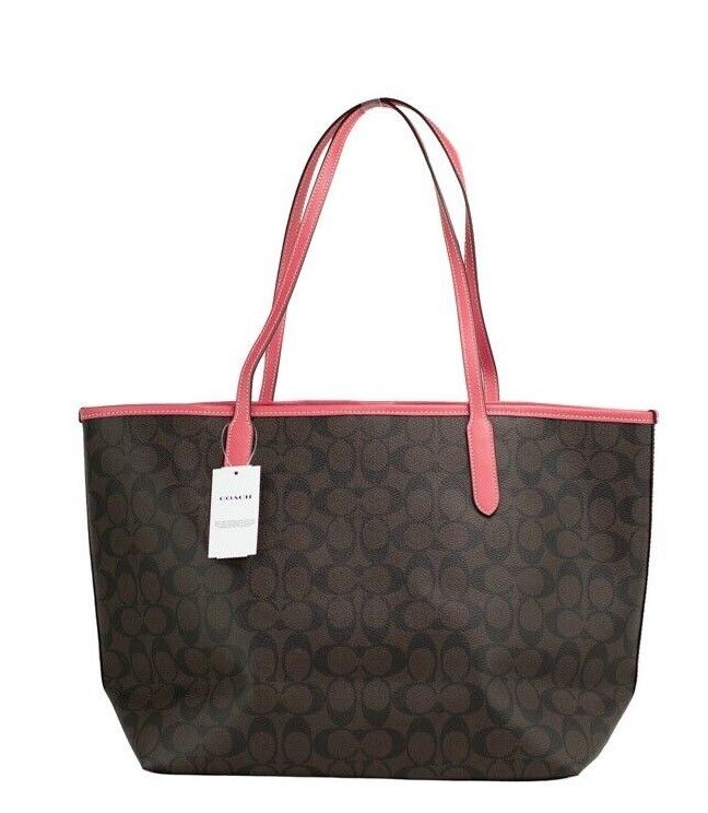 1592172.jpg Varsity Brown Watermelon Signature Canvas City Tote Handbag Purse - Image 2