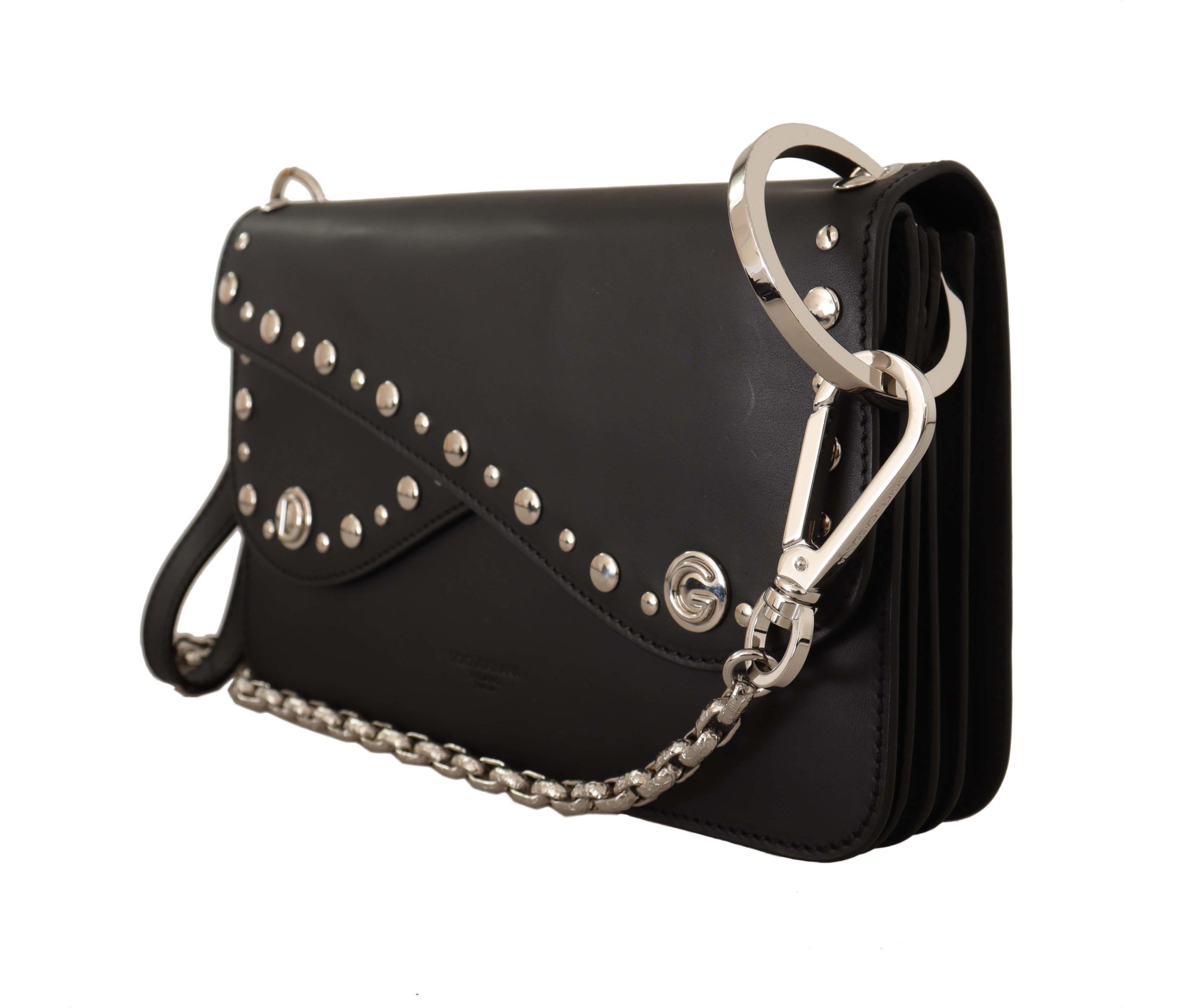 1601024.jpg Elegant Black Leather Shoulder Bag with Silver Detailing - Image 3