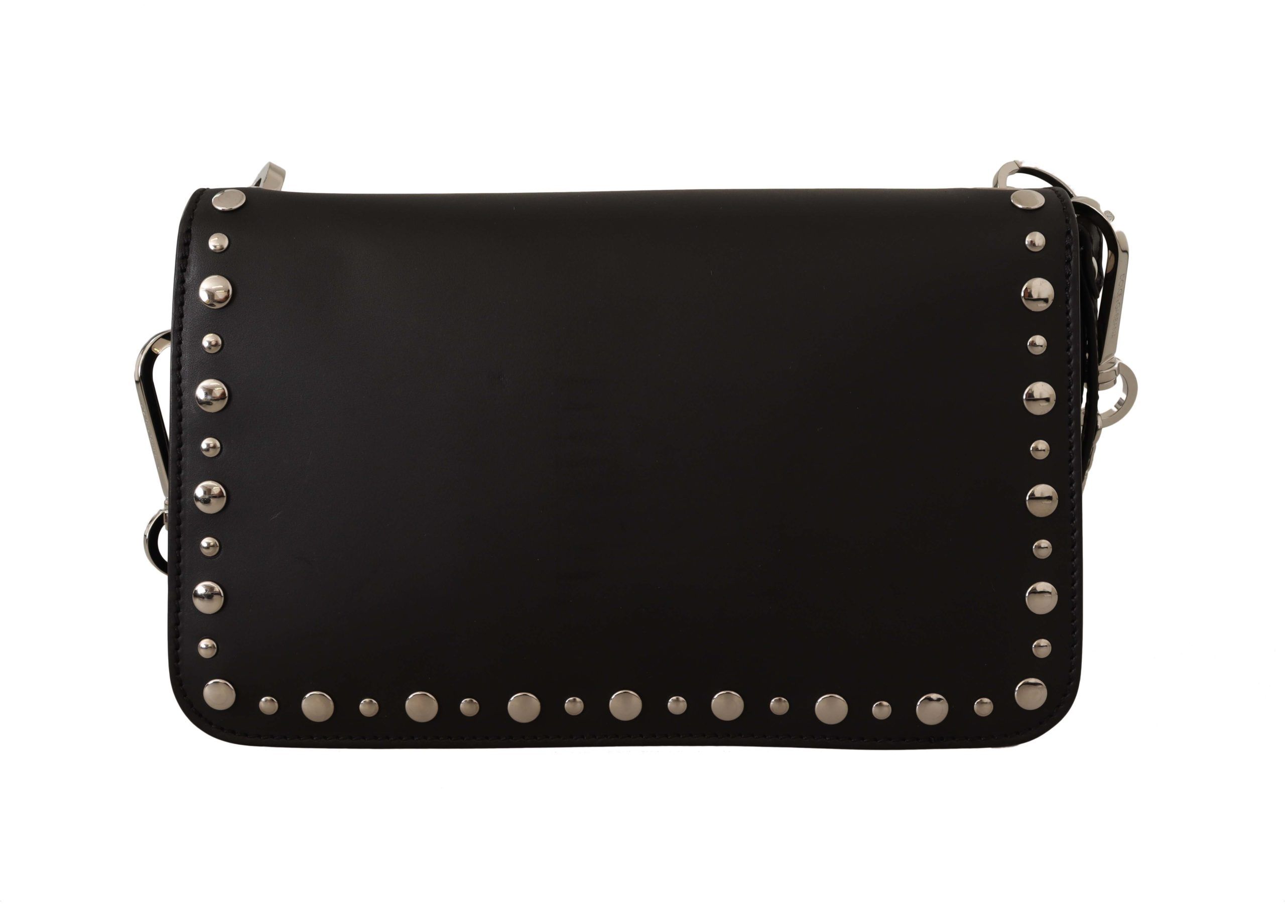 1601025.jpg Elegant Black Leather Shoulder Bag with Silver Detailing - Image 4
