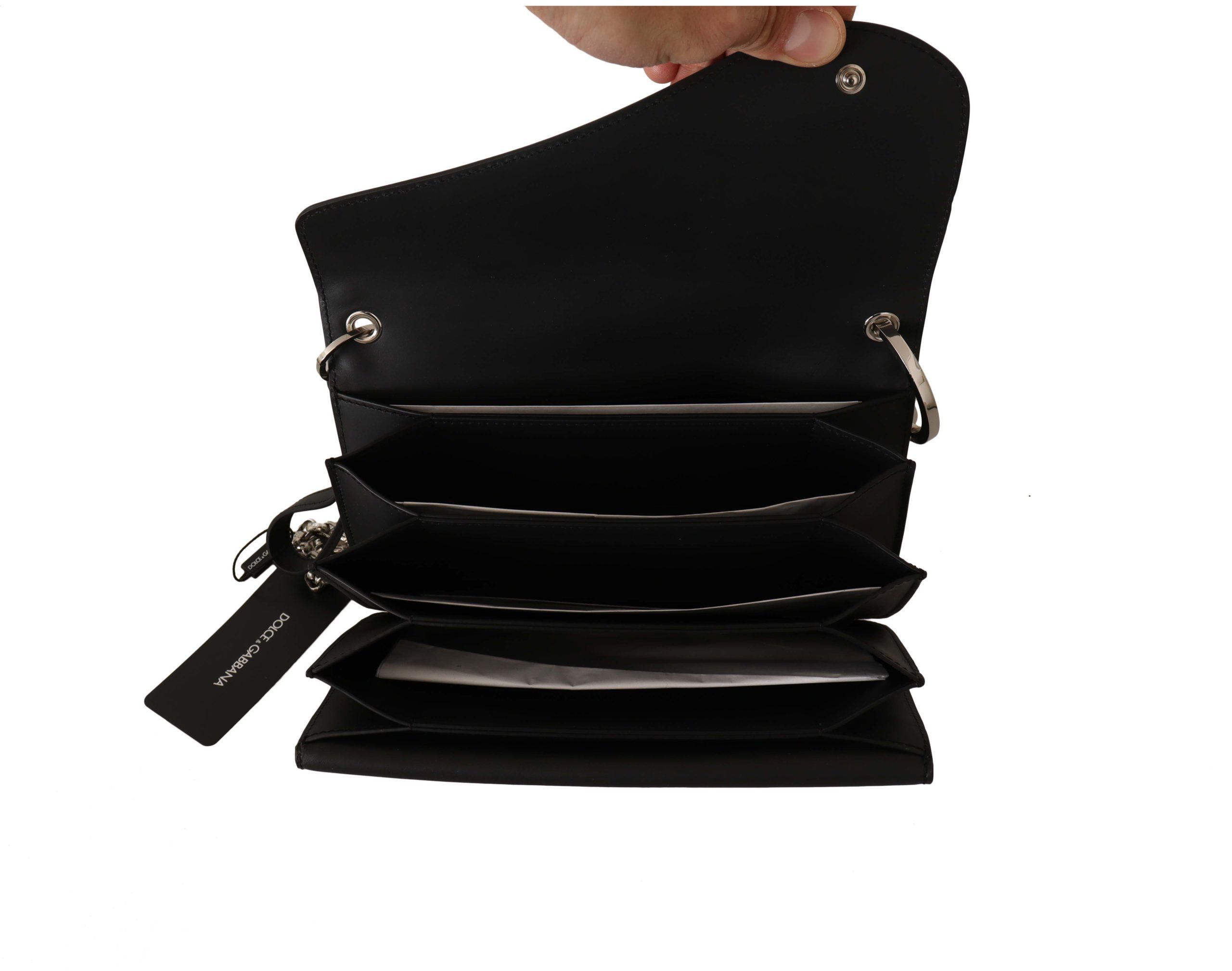 1601027.jpg Elegant Black Leather Shoulder Bag with Silver Detailing - Image 6