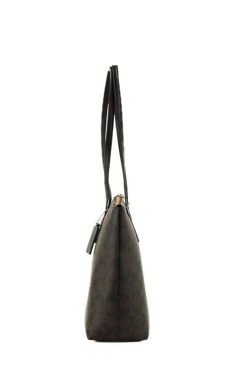 1602033.jpg Brown Black Signature Canvas Medium Shoulder Tote Handbag Purse - Image 3