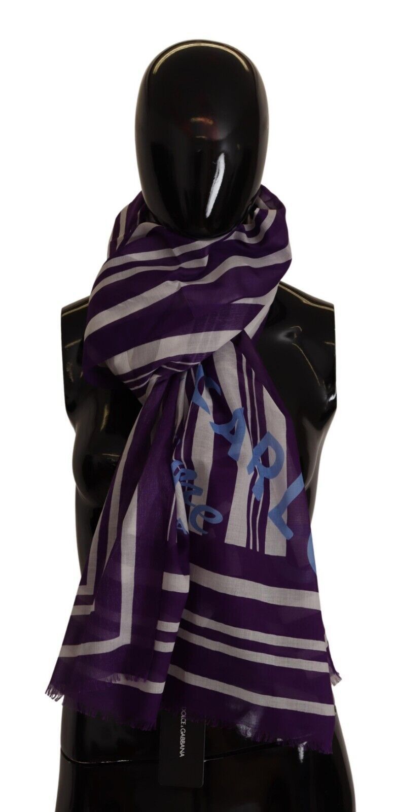 1606493.jpg Elegant Striped Logo Cotton Scarf - Image 2