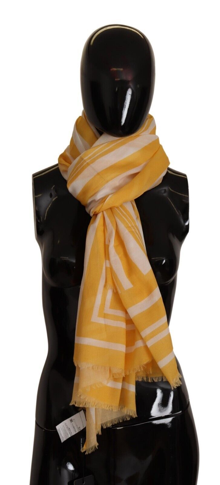 1606498.jpg Elegant Striped Cotton Scarf with Logo Print - Image 2