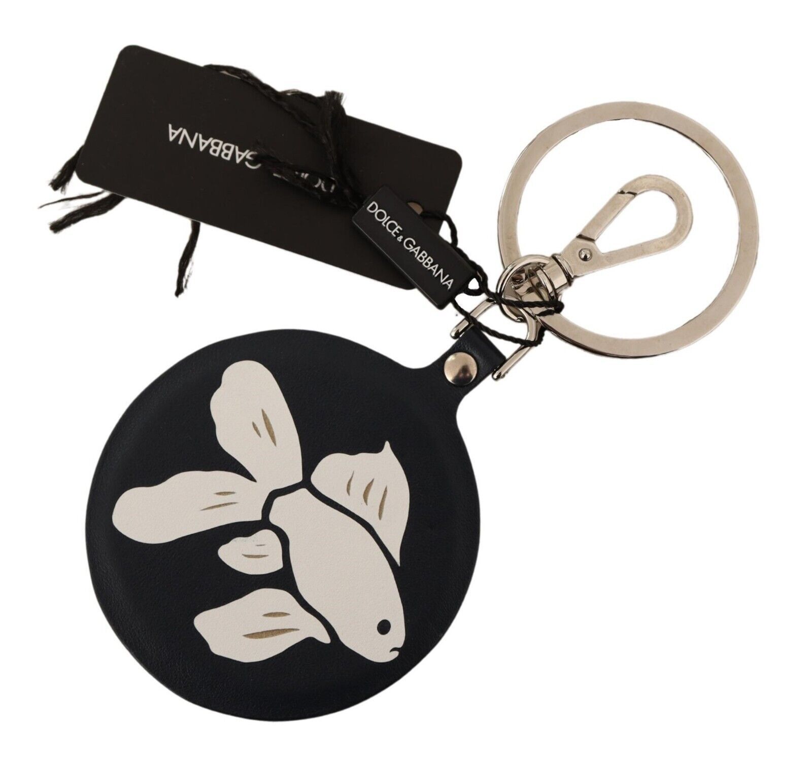 1606562.jpg Elegant Black Leather Silver-Toned Keychain - Image 3