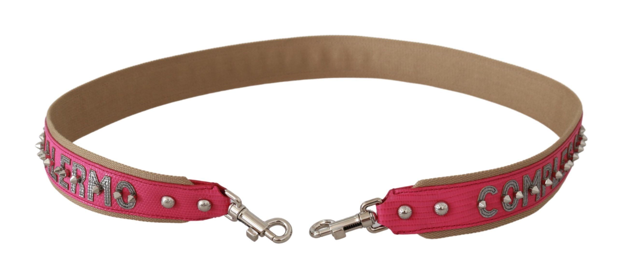 1621550.jpg Pink Leather Shoulder Strap with Silver Details - Image 2