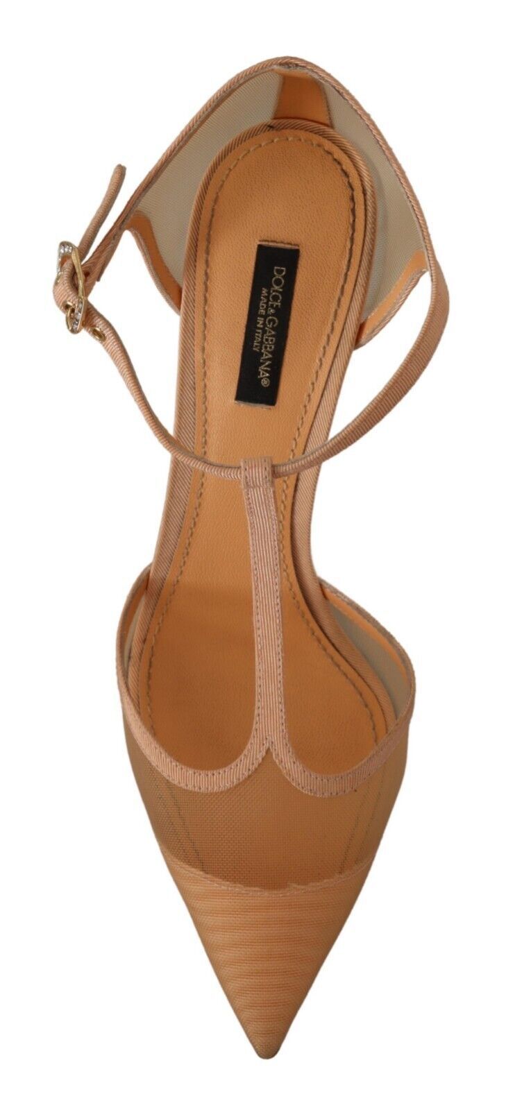 1621759.jpg Elegant Beige Mesh T-Strap Pumps - Image 6