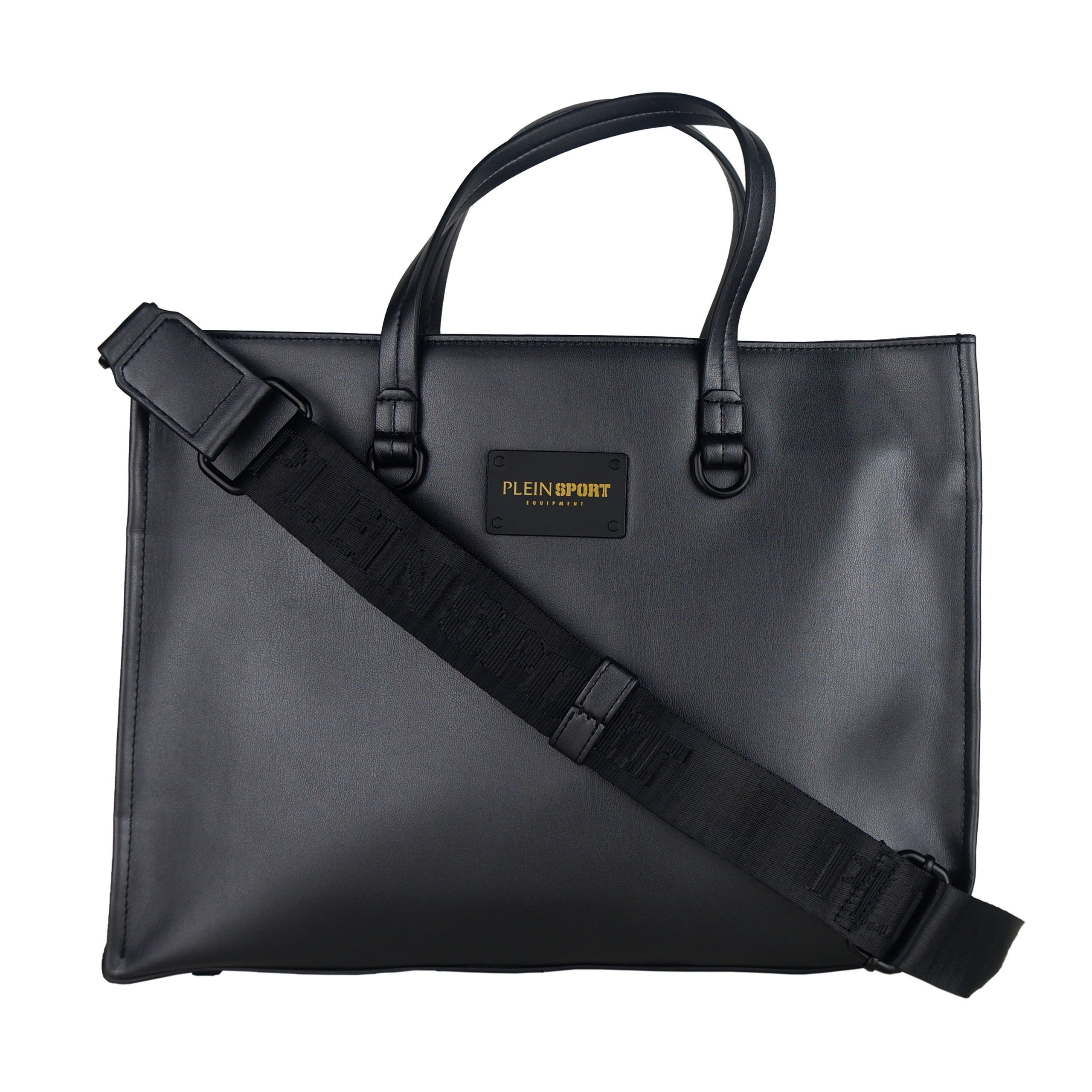 1879868.jpg Chic Black Eco-Leather Shopper with Embossed Logo - Image 2