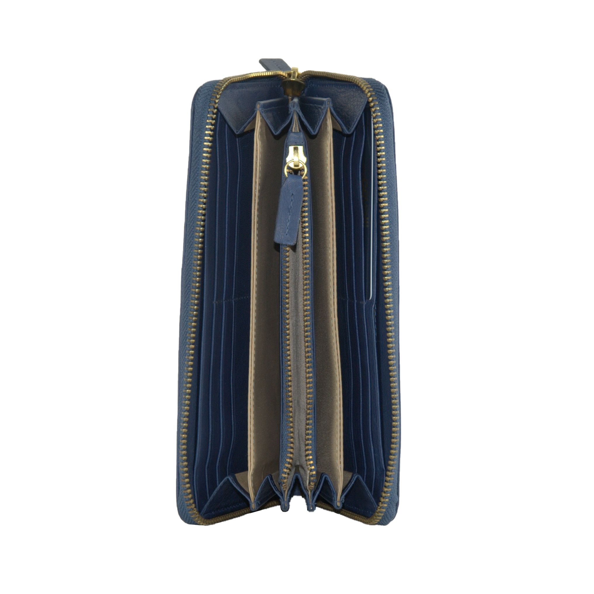 1881702.jpg Elegant Long Zipper Calfskin Wallet in Blue - Image 3