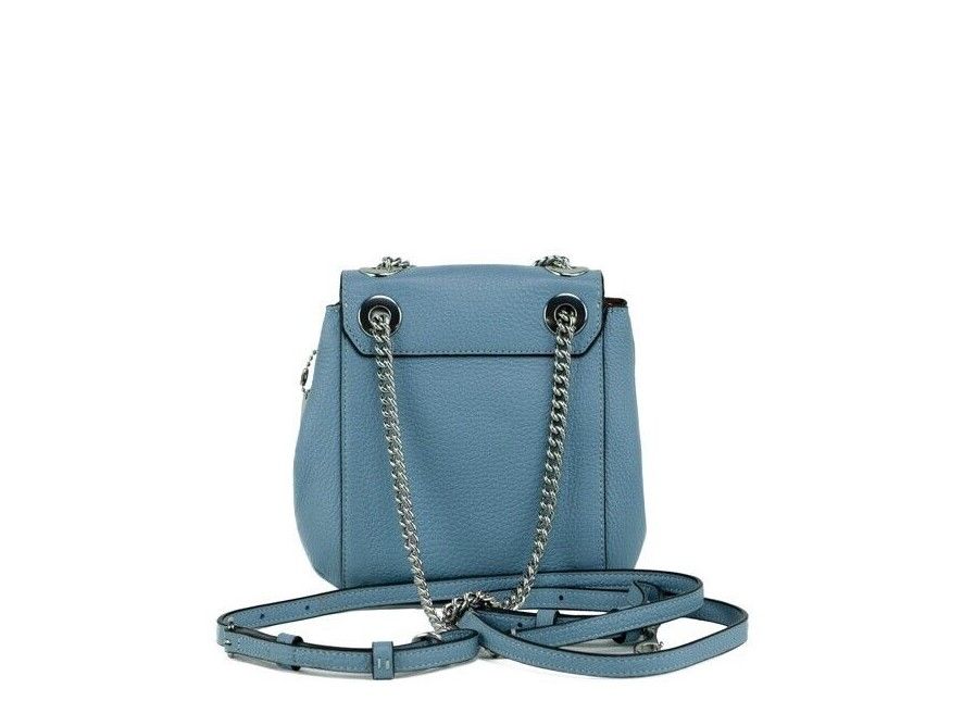1931243.jpg Mini Cornflower Blue Pebble Leather Convertible Chain Backpack Bag - Image 6