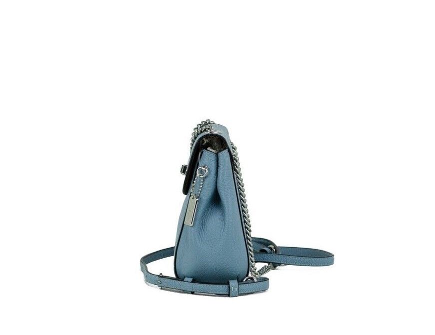 1931244.jpg Mini Cornflower Blue Pebble Leather Convertible Chain Backpack Bag - Image 5