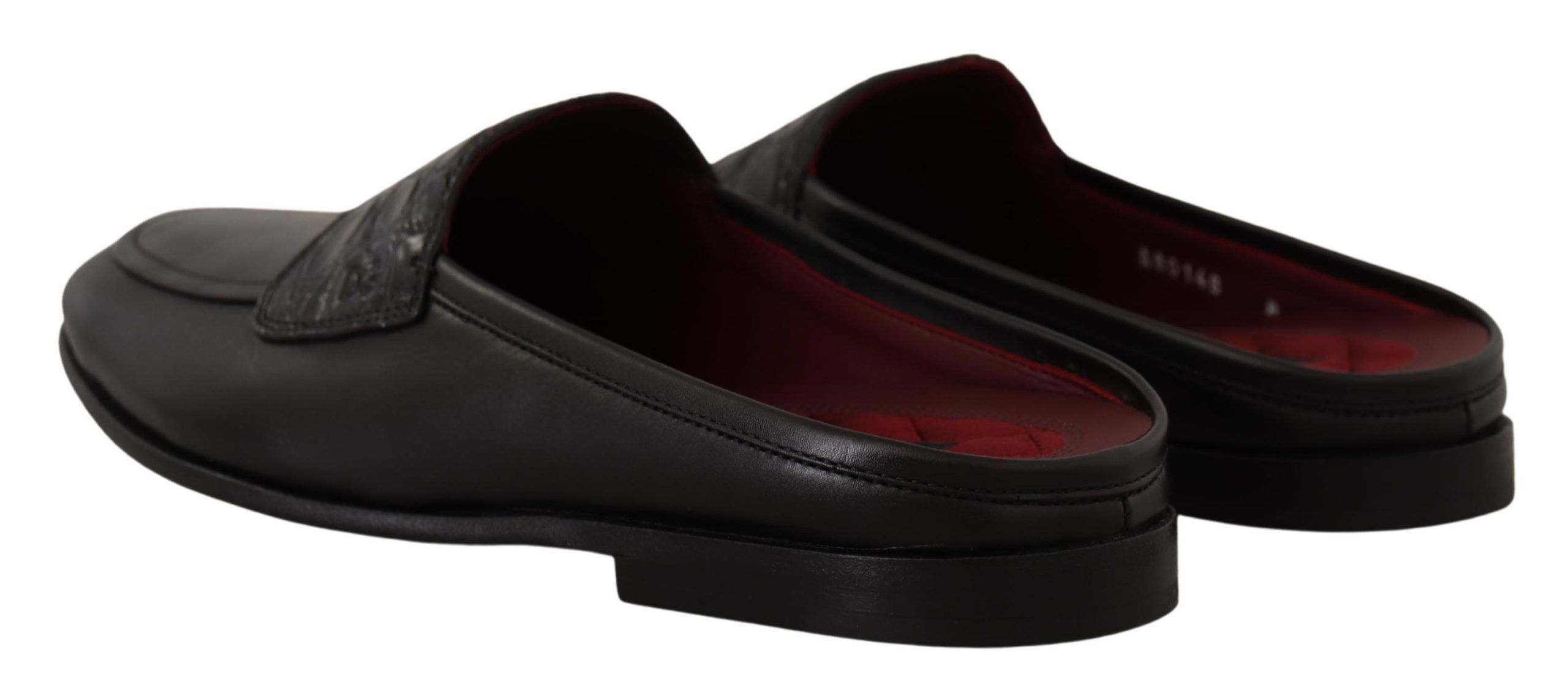 1946025.jpg Exquisite Black & Burgundy Leather Slides - Image 2