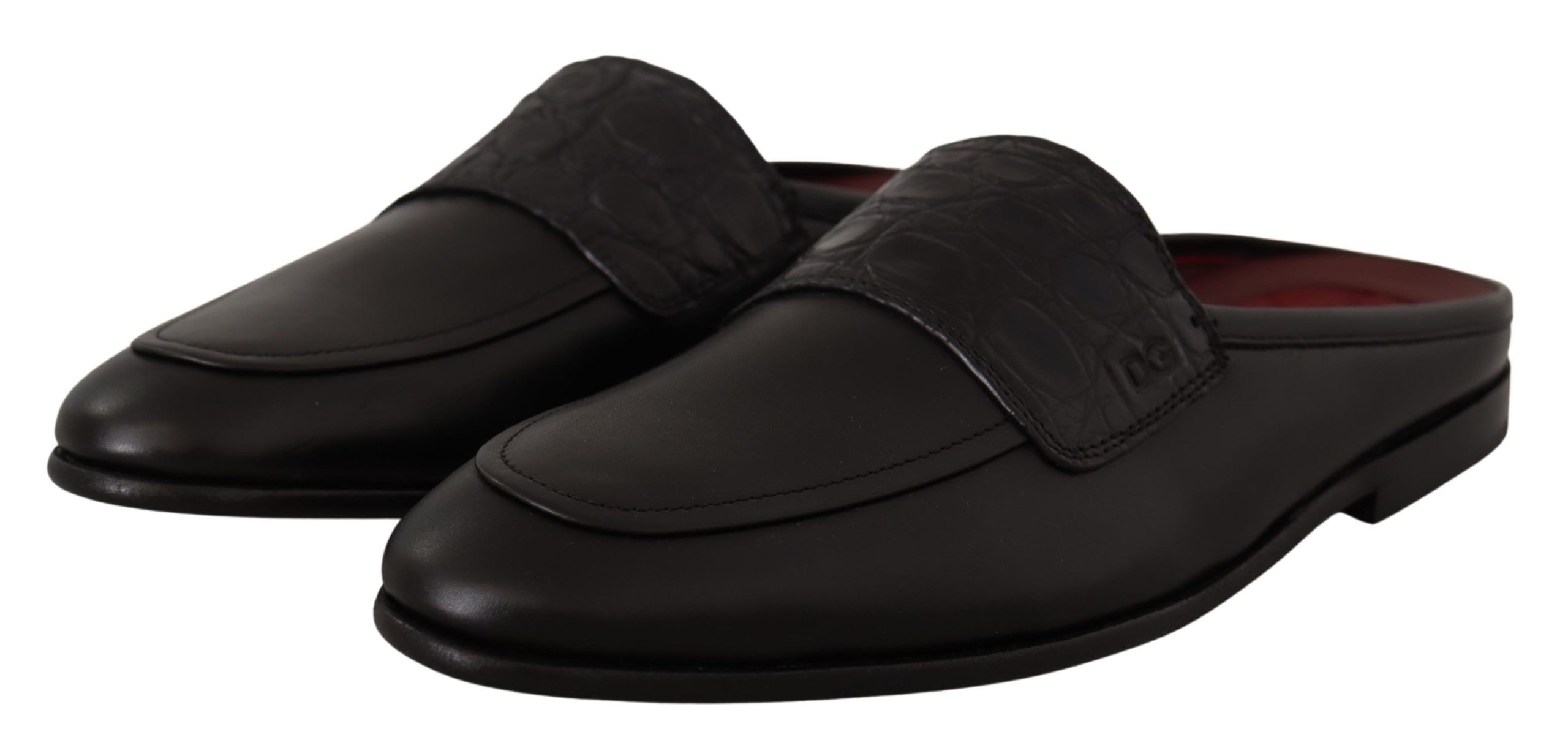 1946030.jpg Exquisite Black & Burgundy Leather Slides - Image 6