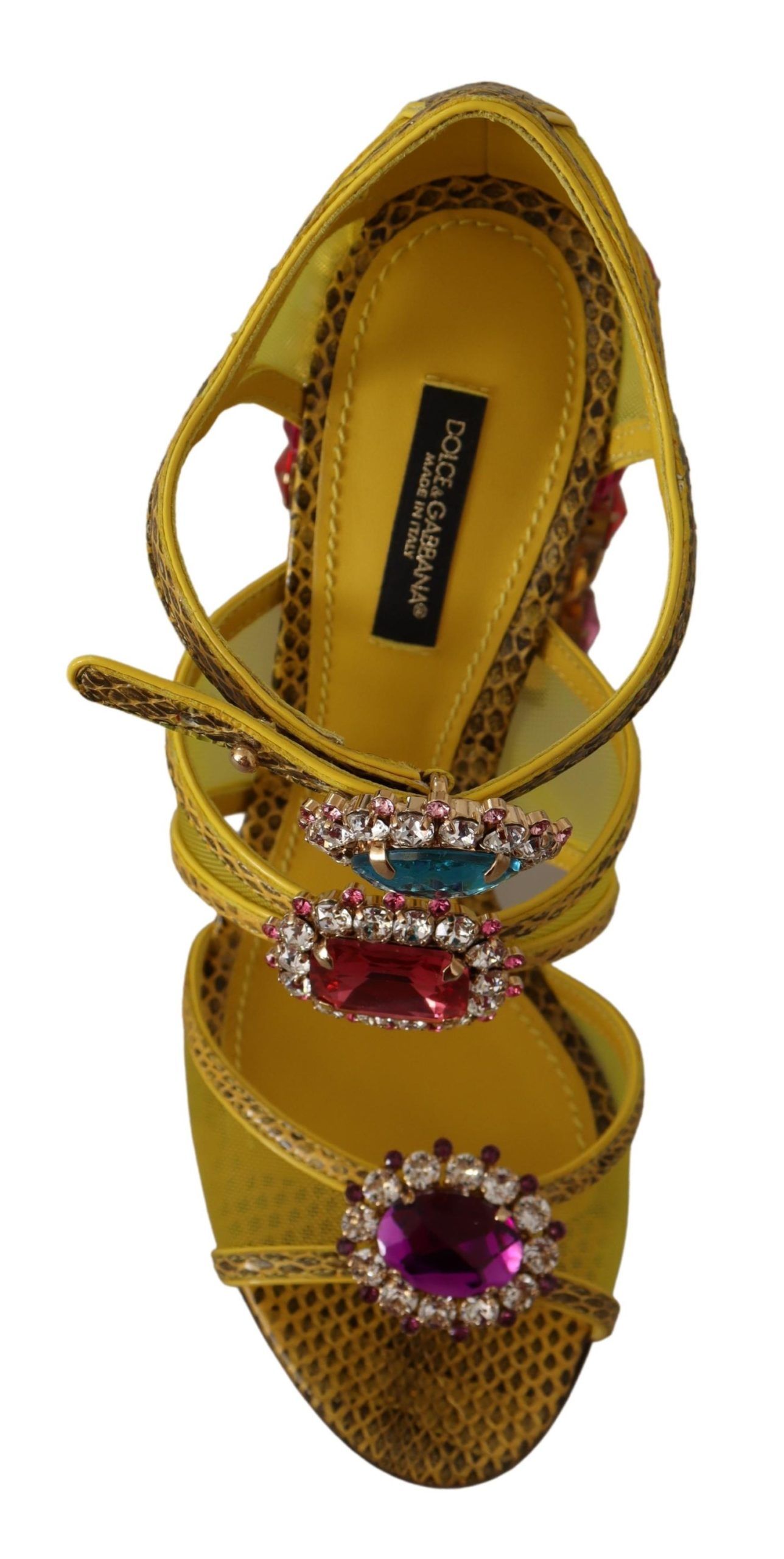 1946523.jpg Stunning Crystal-Embellished Yellow Leather Sandals - Image 5