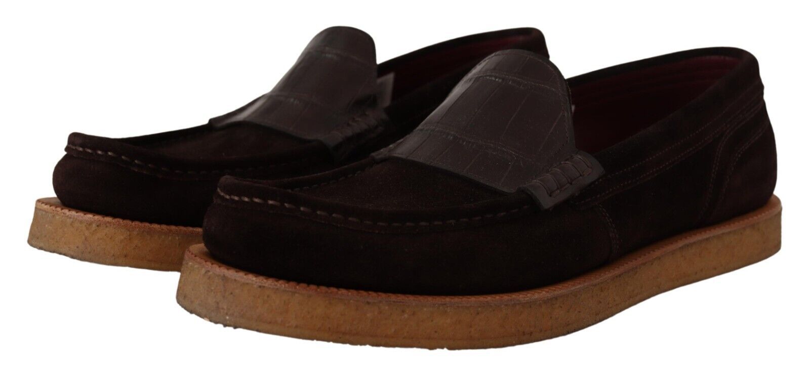 1964838.jpg Elegant Suede Crocodile Loafers in Brown - Image 3