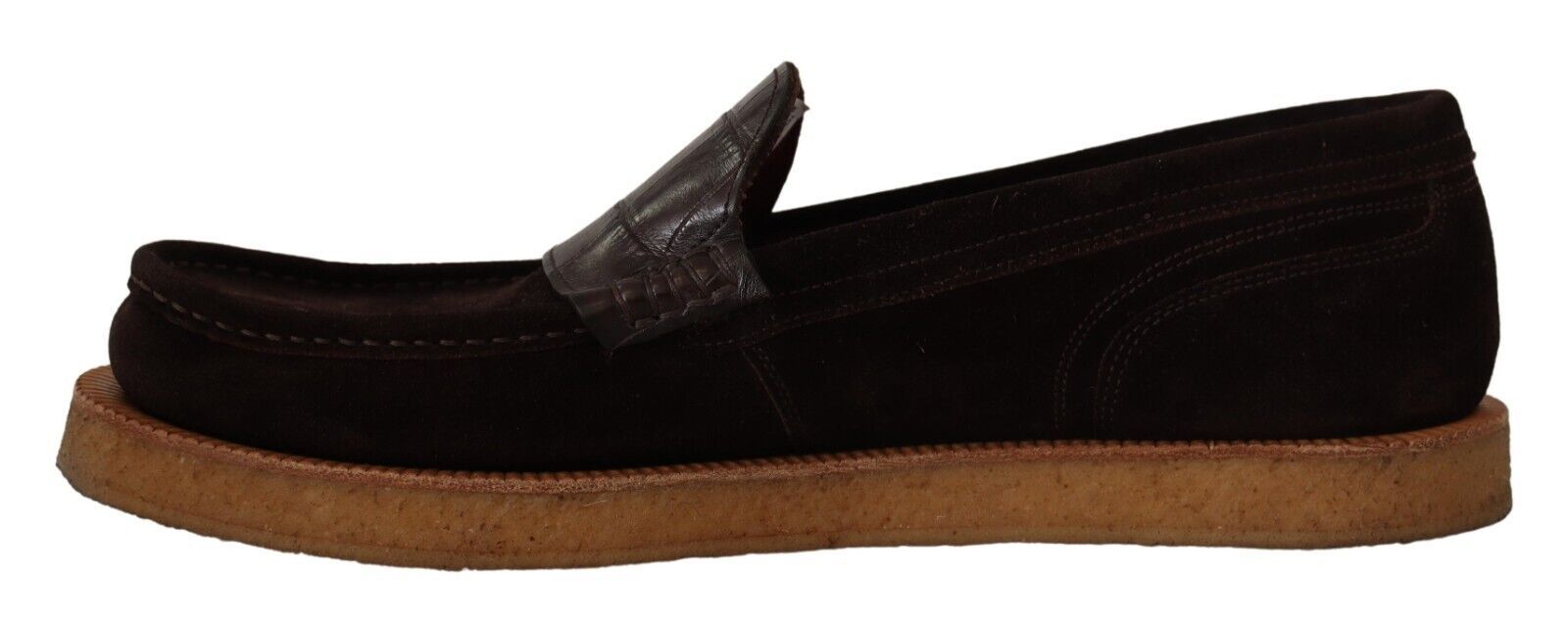 1964841.jpg Elegant Suede Crocodile Loafers in Brown - Image 5