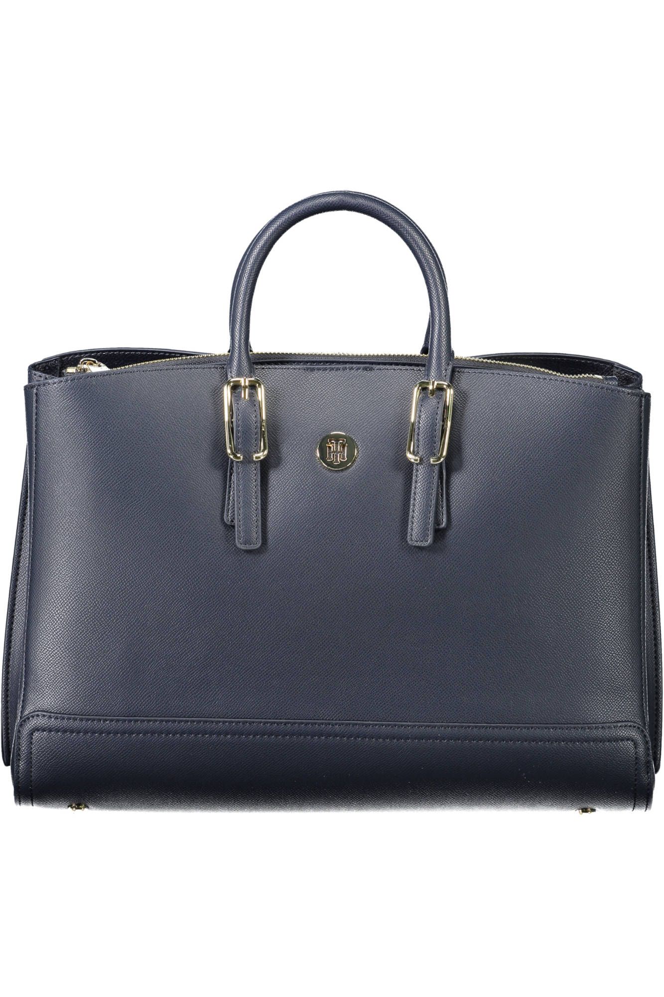 Blue Polyurethane Women Handbag