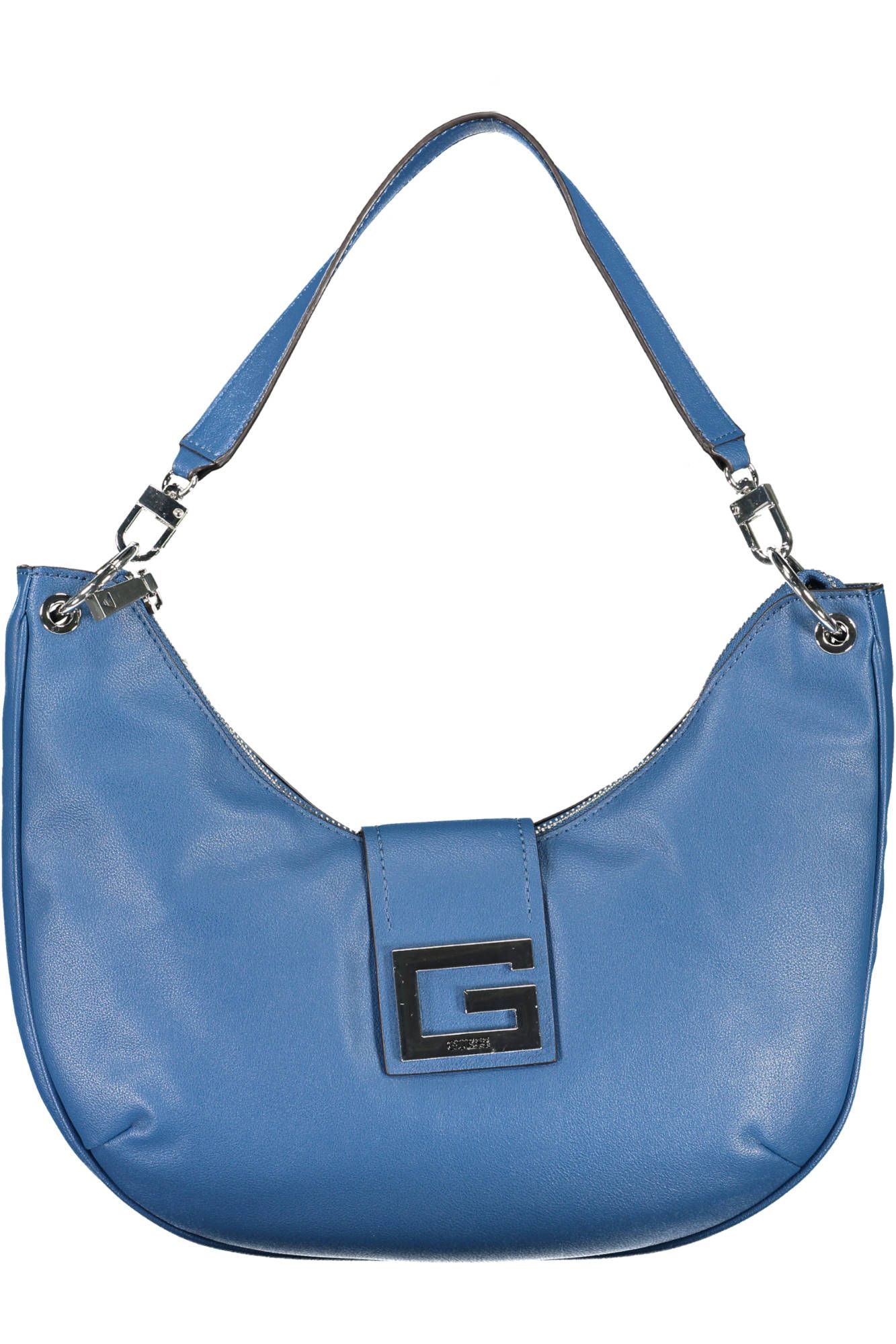 Blue Polyurethane Women Handbag