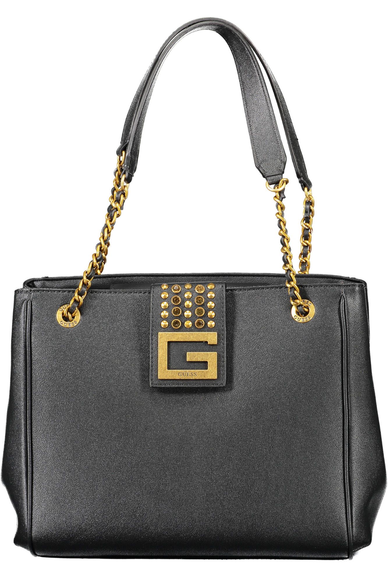 Black Polyurethane Women Handbag