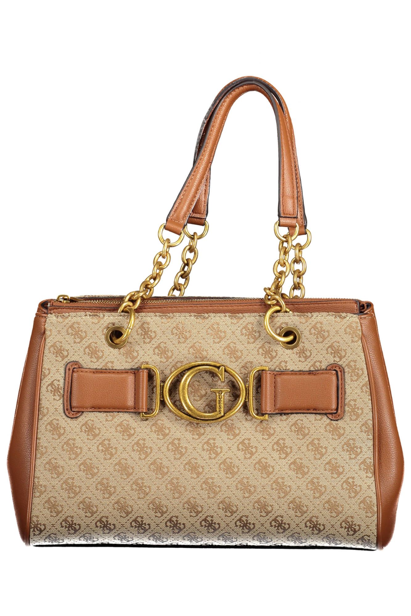 Brown Polyurethane Women Handbag