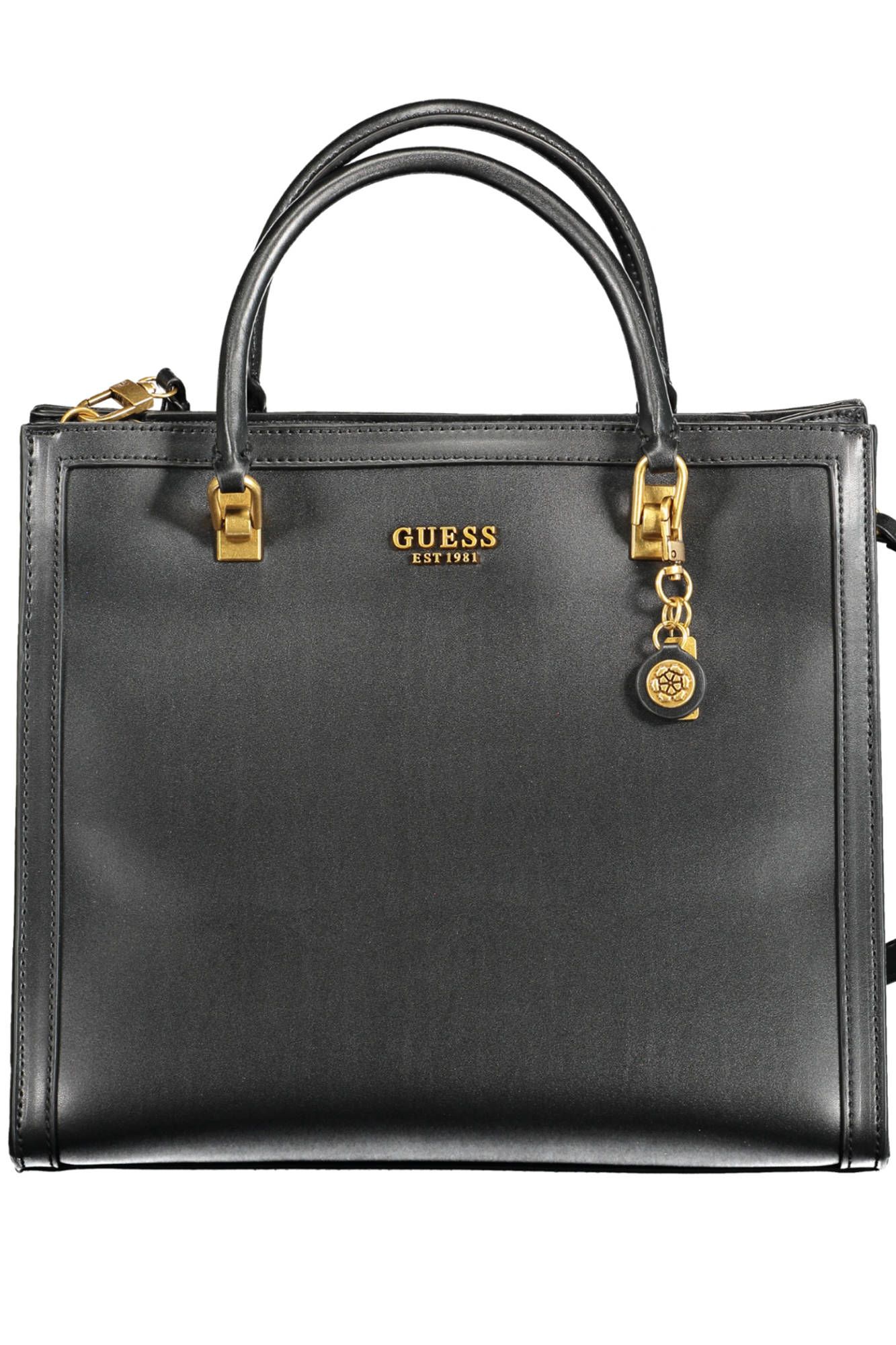Black Polyurethane Women Handbag