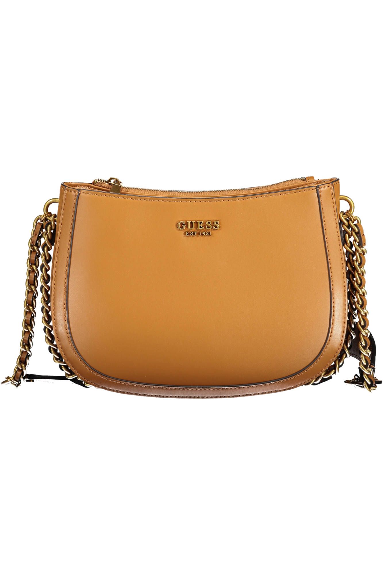 Brown Polyurethane Women Handbag