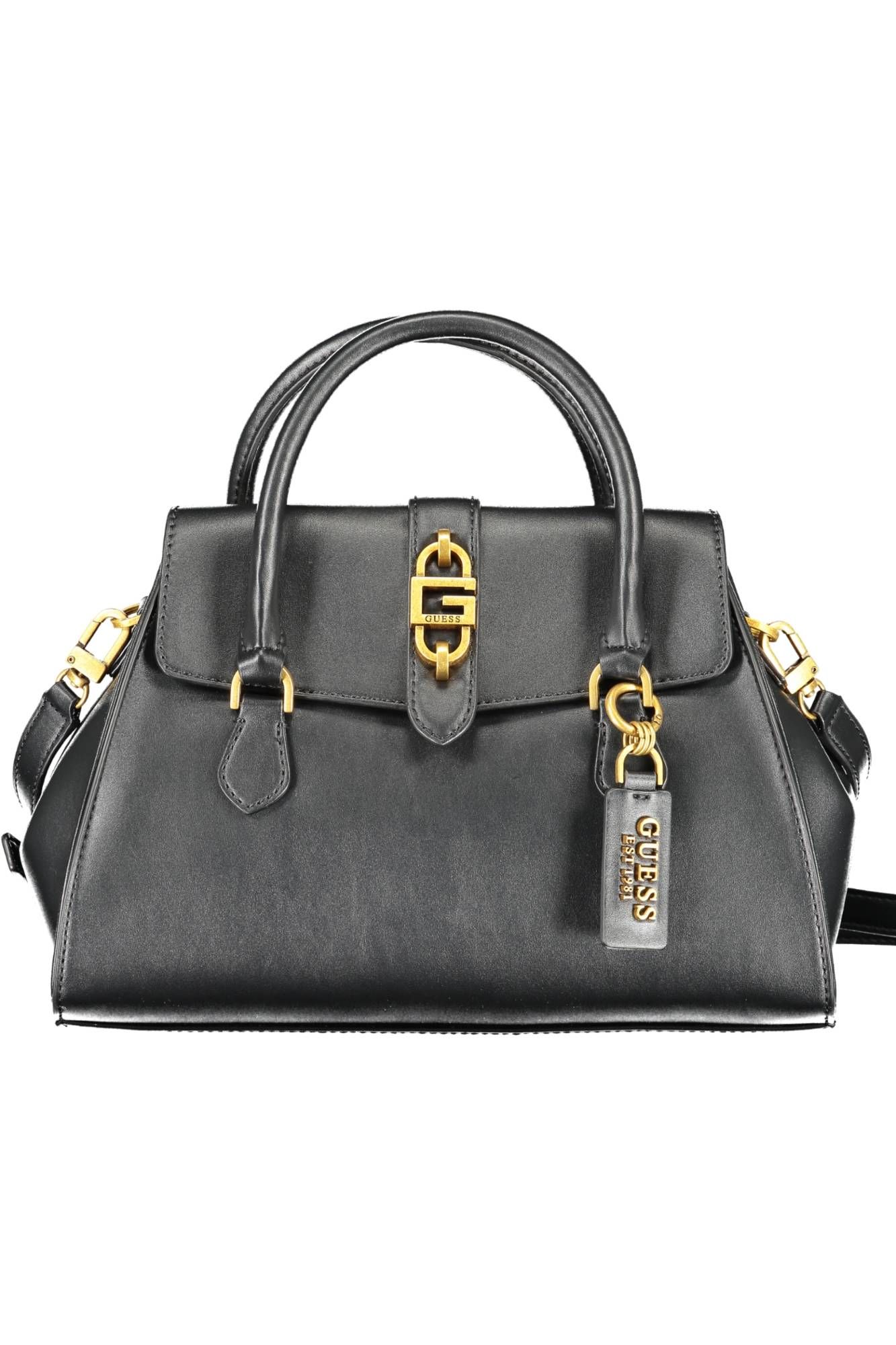 Black Polyurethane Women Handbag