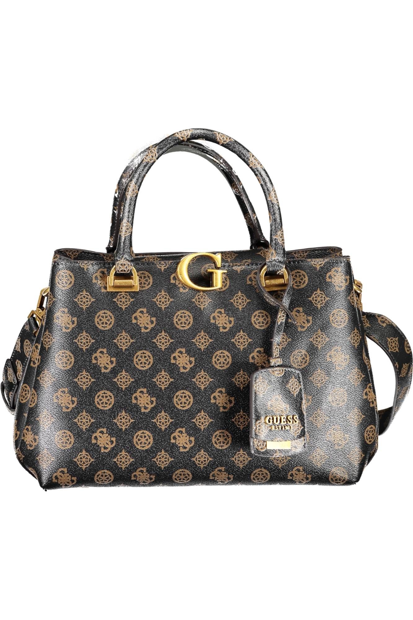 Brown Polyurethane Women Handbag