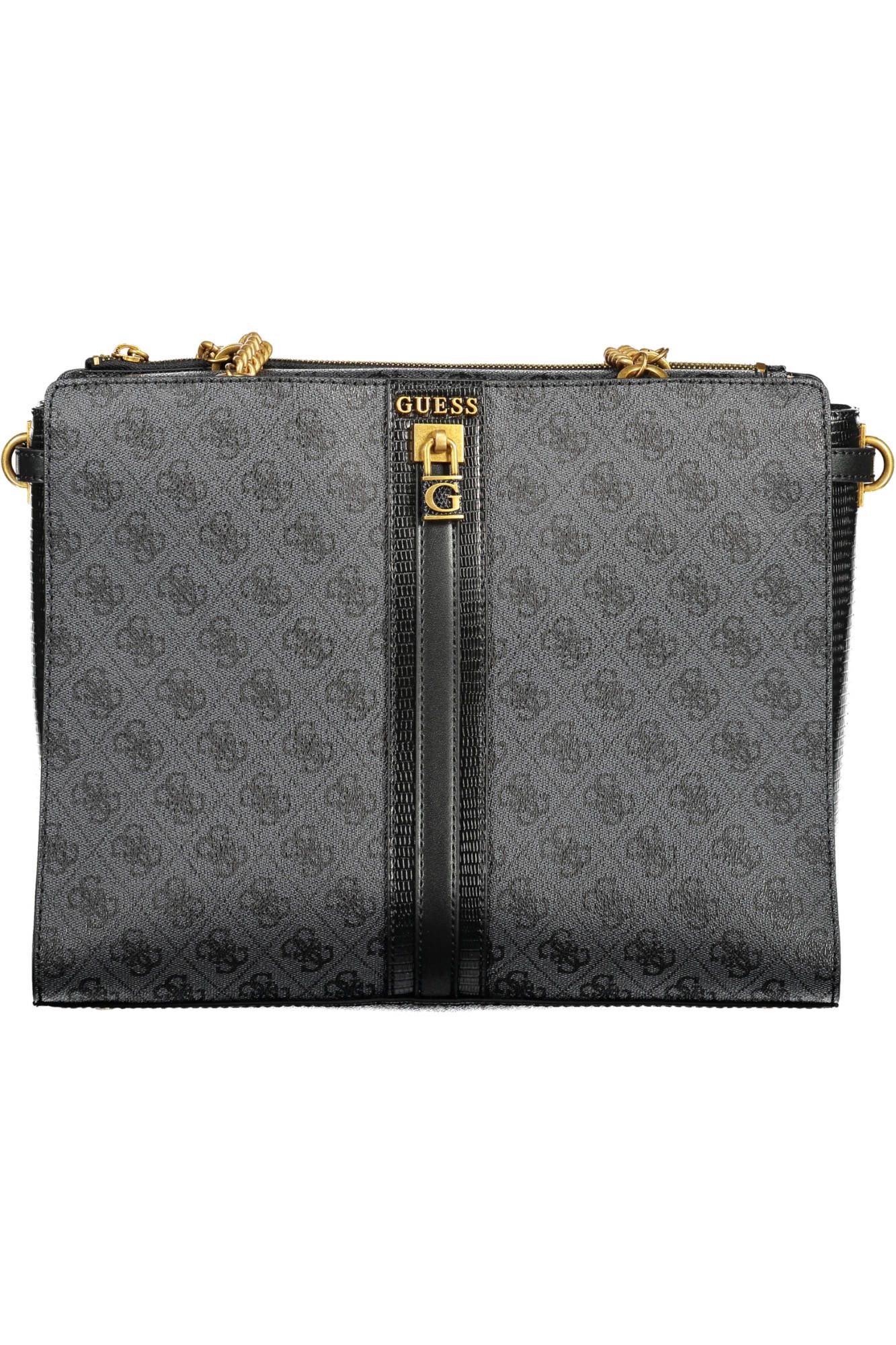 Black Polyurethane Women Handbag