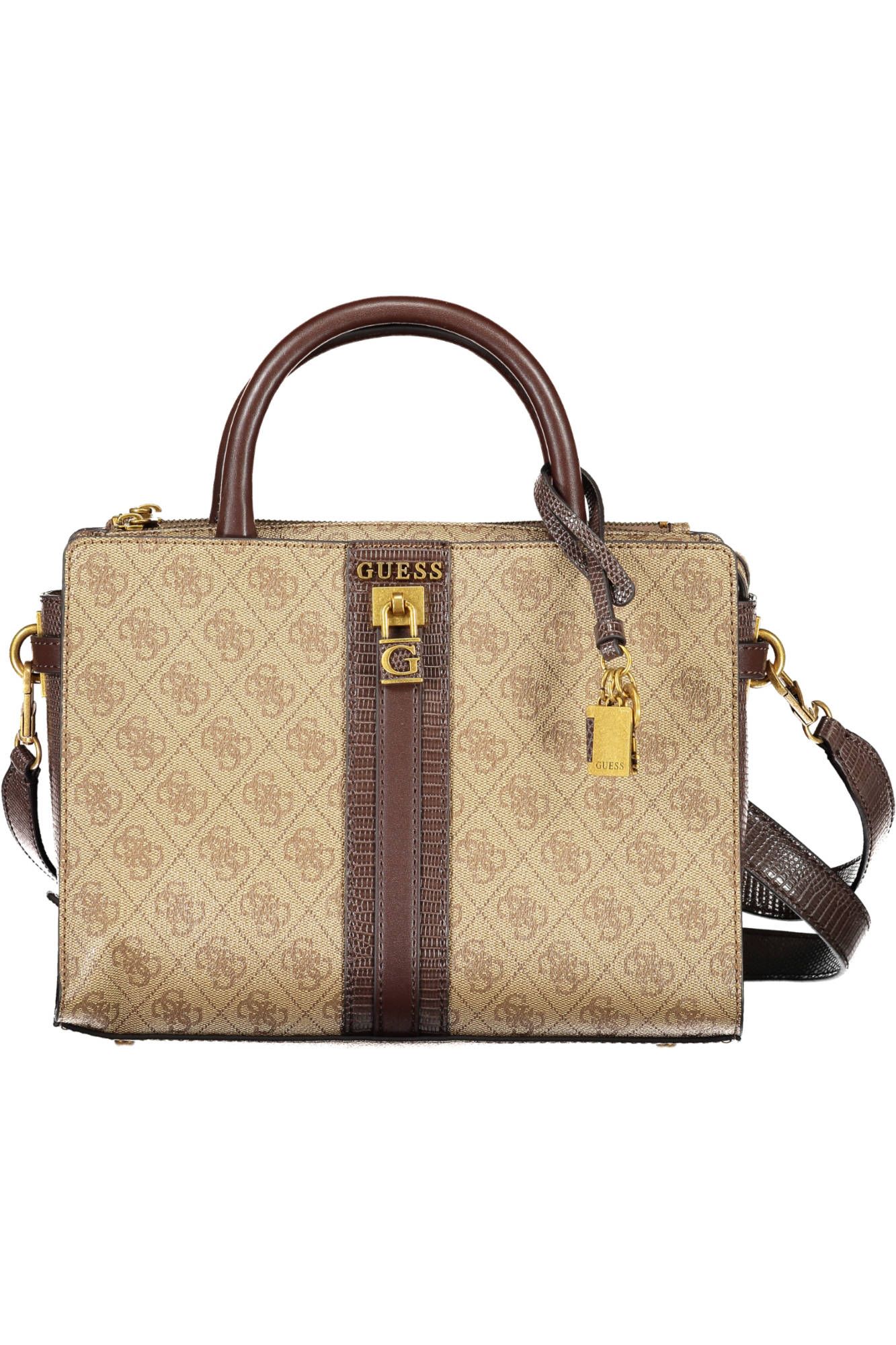 Beige Polyurethane Women Handbag