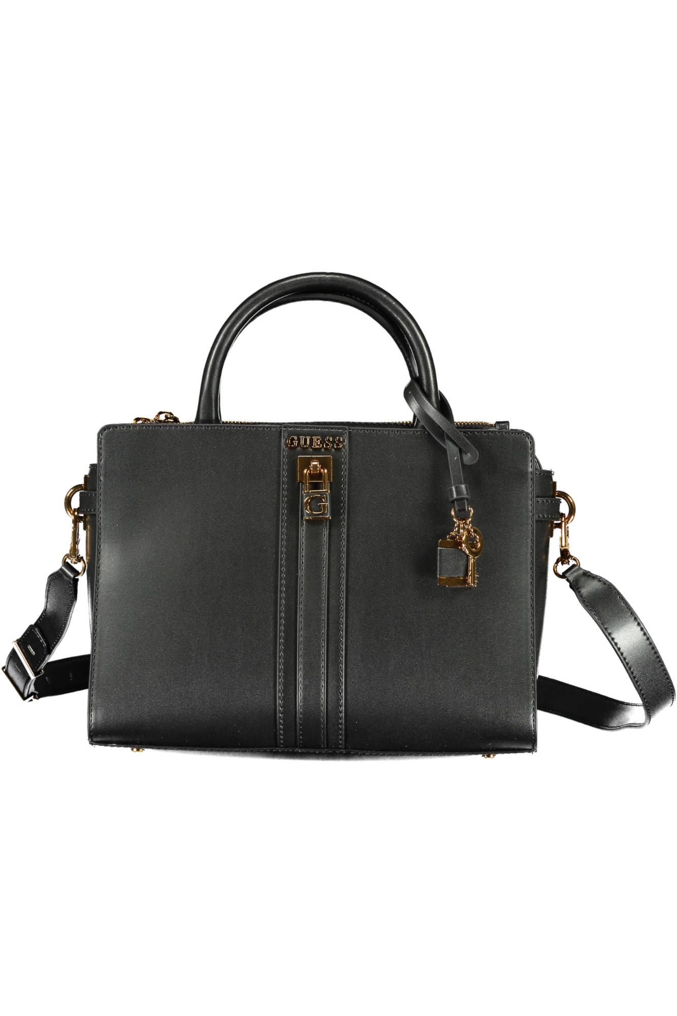 Black Polyurethane Women Handbag
