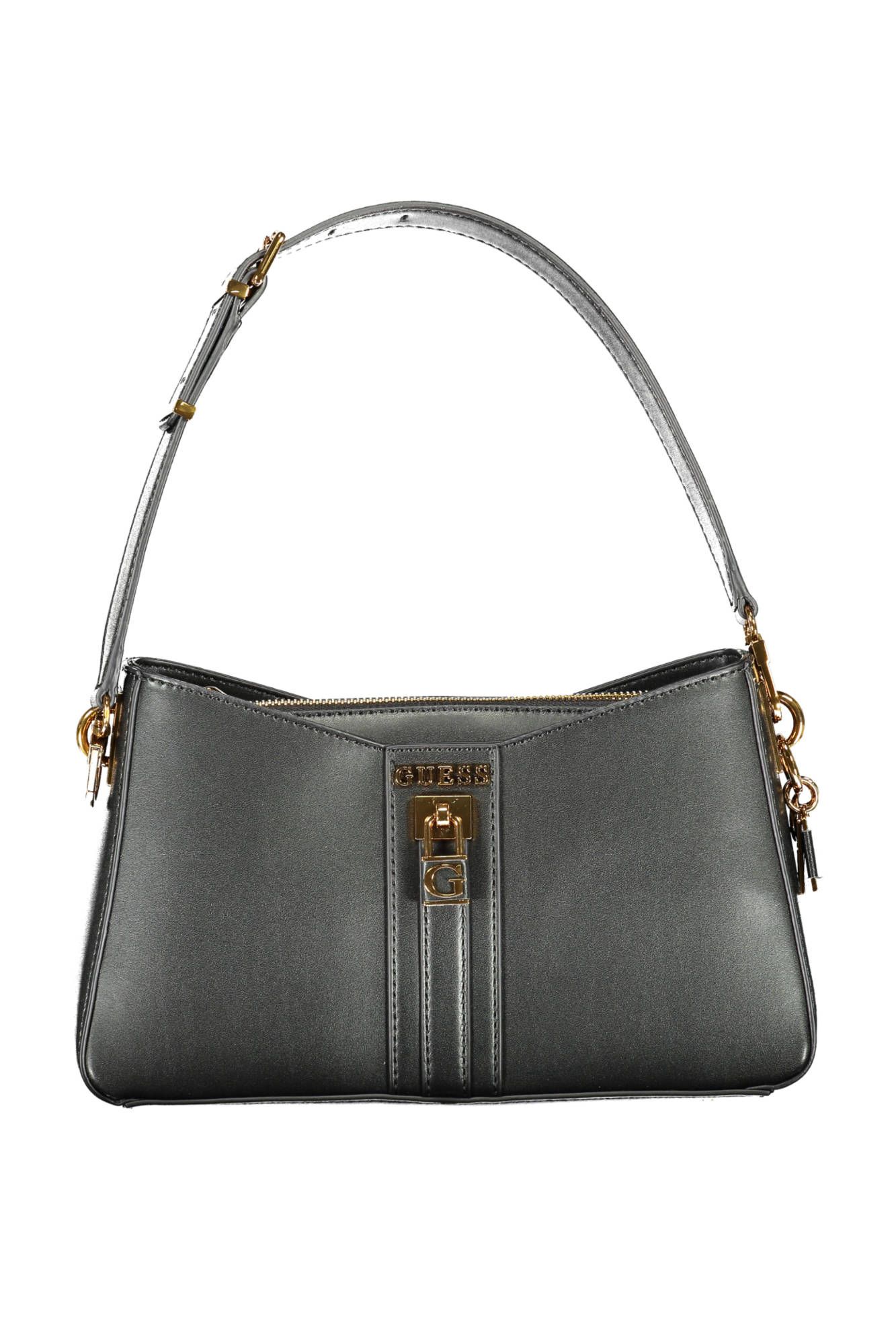 Black Polyurethane Women Handbag