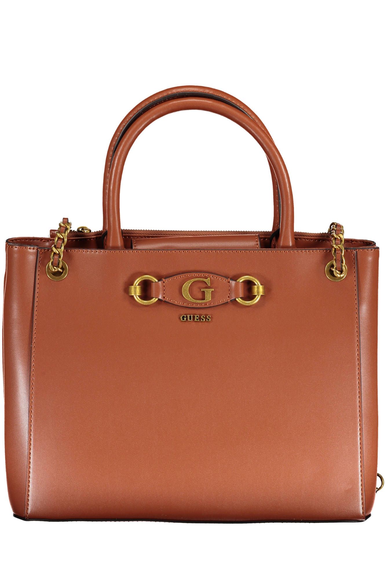 Brown Polyurethane Women Handbag