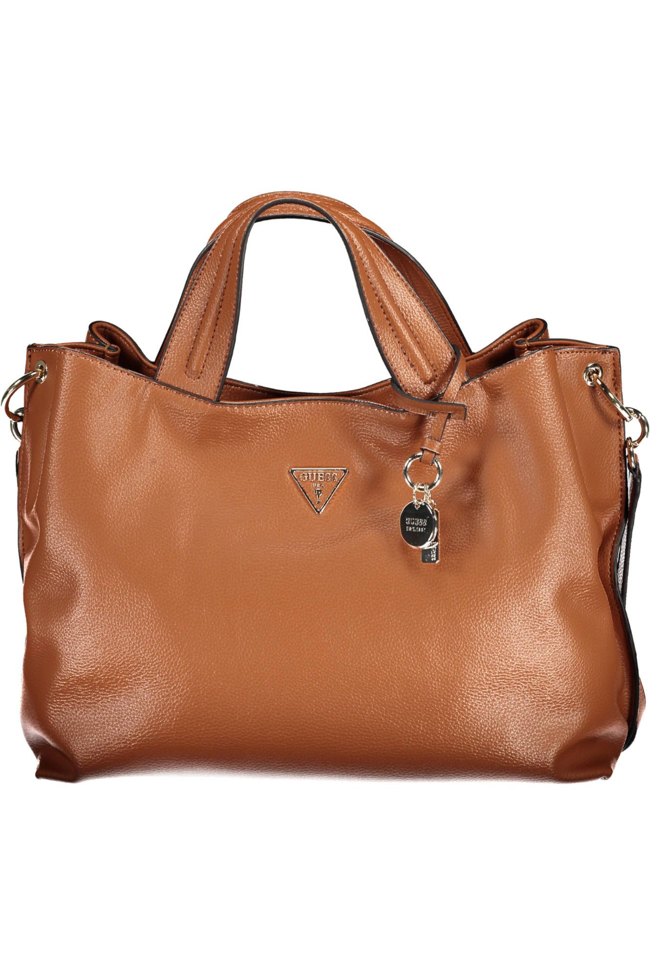 Brown Polyurethane Women Handbag